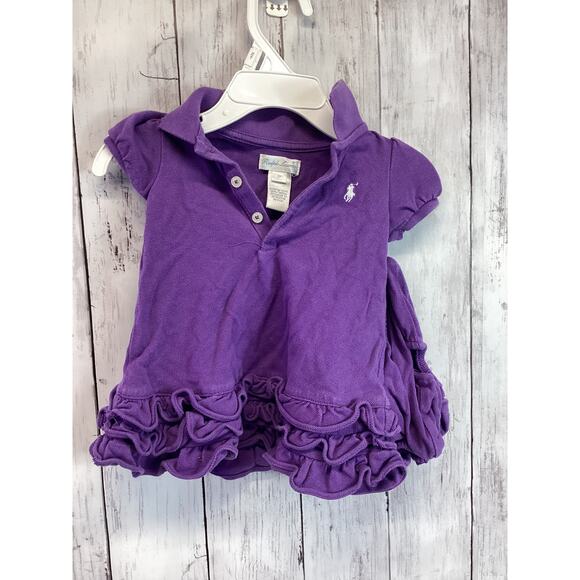 Ralph Lauren Baby Girls Puple Dress with Bloomer Collared Size 3 Months Old - Picture 1 of 4